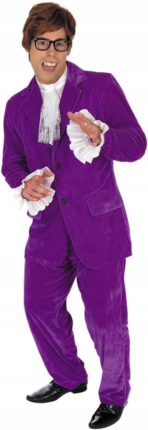 Pánský fialový kostým stylizovaný pro 60. léta. Velikost XL