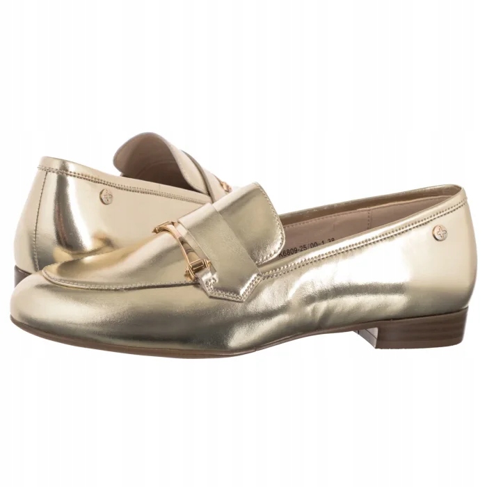 Boty Mokasíny Kožené Dámské Maciejka Zlaté K6809-25/00-1 Gold