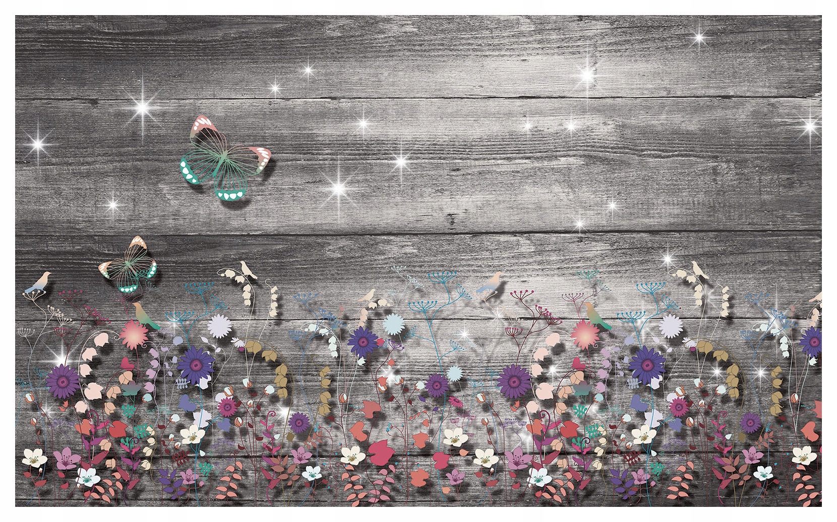 Fototapeta Polní květiny Desky Motýli Jiskry Pastelové 350x250 lepidlo