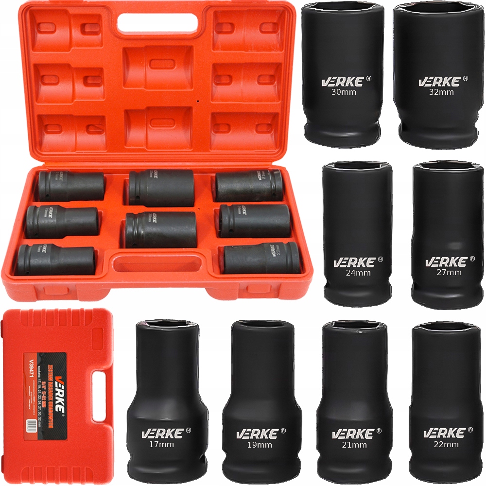 Verke V39471 Zestaw Nasadek Udarowych Długich 3/4" 17-32mm Klucze Udarowe