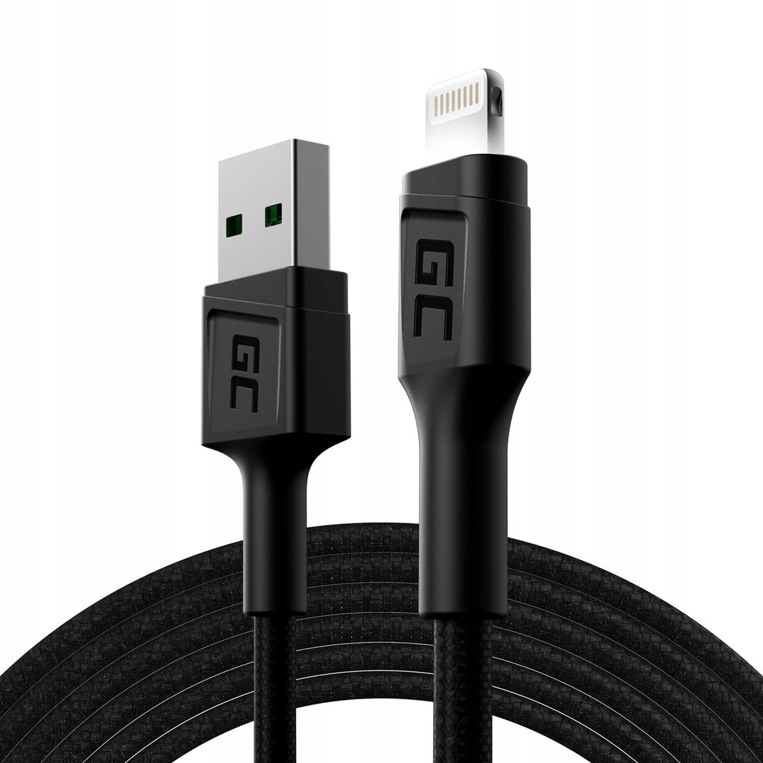 Green Cell Kabel KABGC12 Gc Ray Usb Lightning 200CM, Biały Led, Szybkie Ł