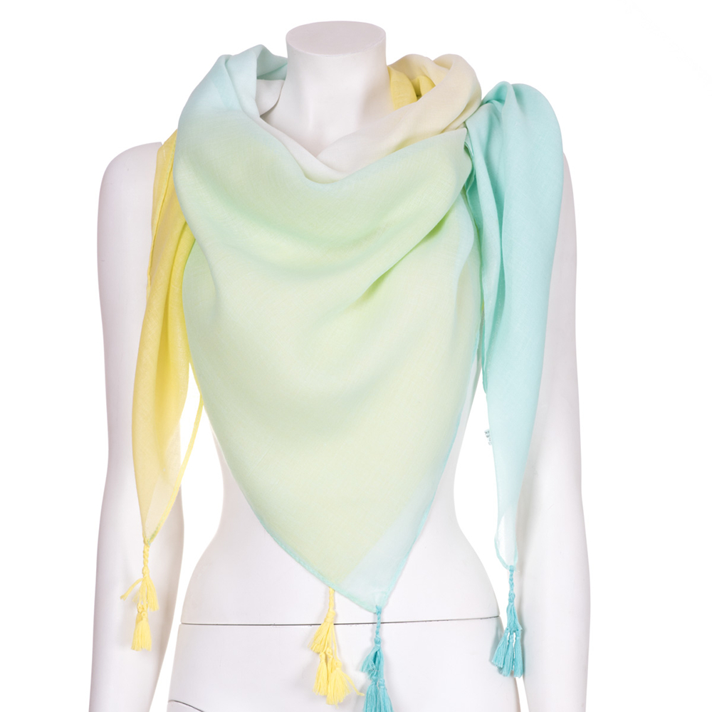 PASTELOWA Wiosenna CHUTA Szal Frędzle OMBRE Długość 140 cm