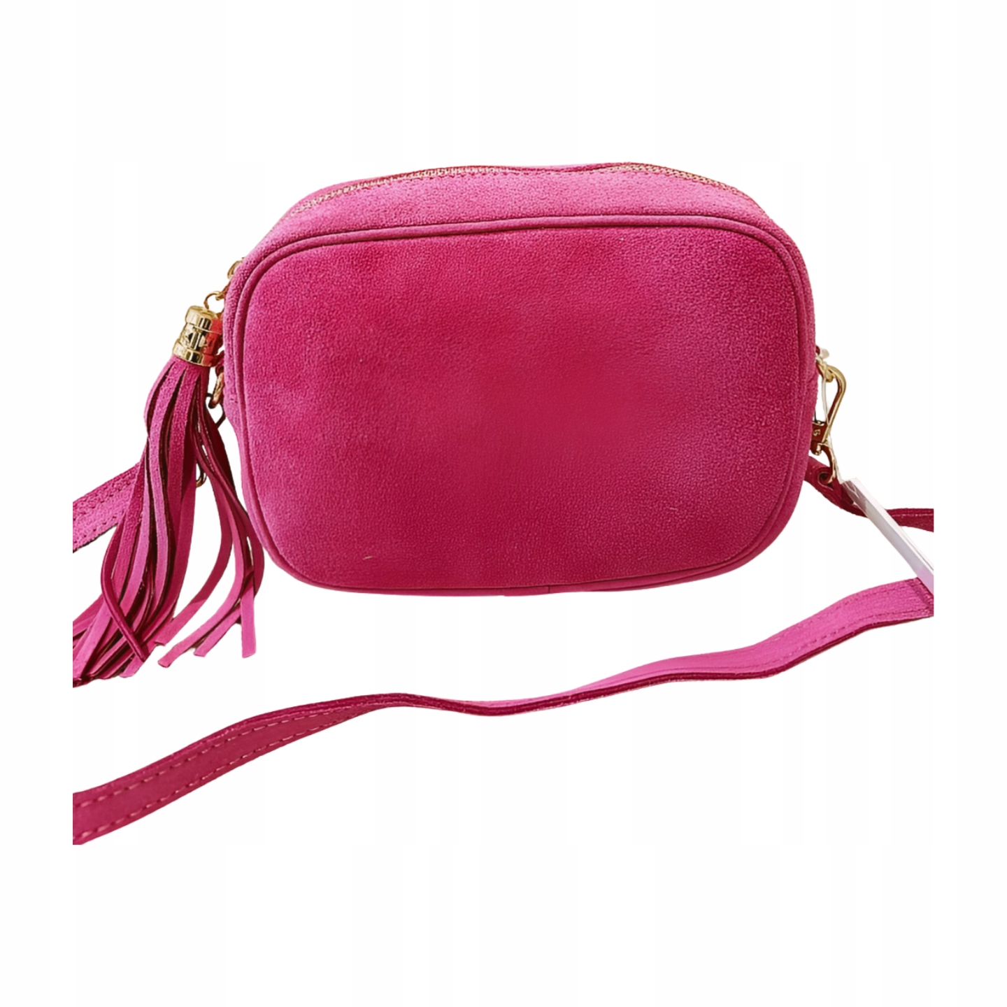 Laura Biaggi kabelka kufřík semiš fuchsiová s střapcem