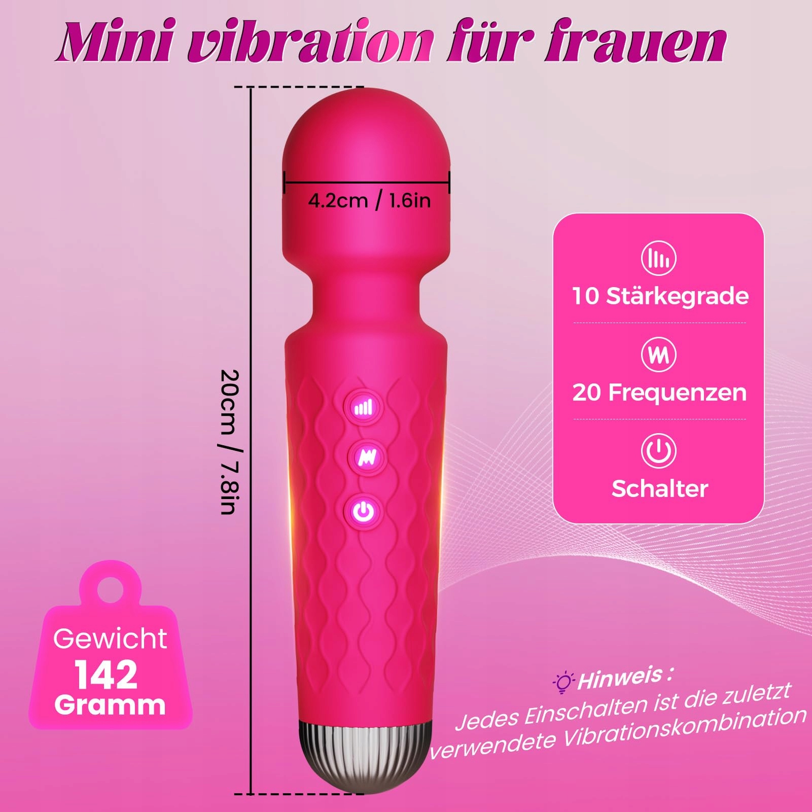 GOBEKEN Wibrator Dla Kobiet Dildo Z Aplikacją Zestaw 20 Trybów Różowy — miniatura 3