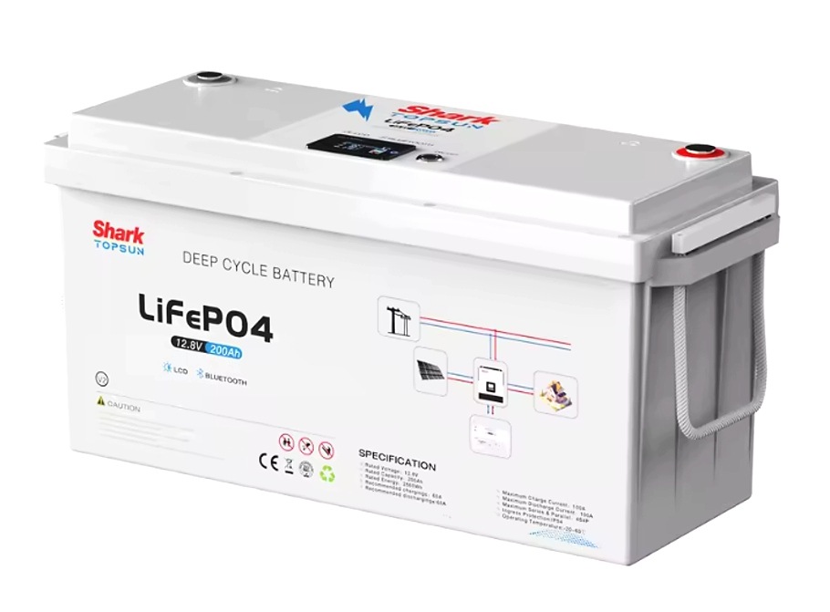 LiFePO4 baterie 12V 200Ah Shark LCD, bluetooth
