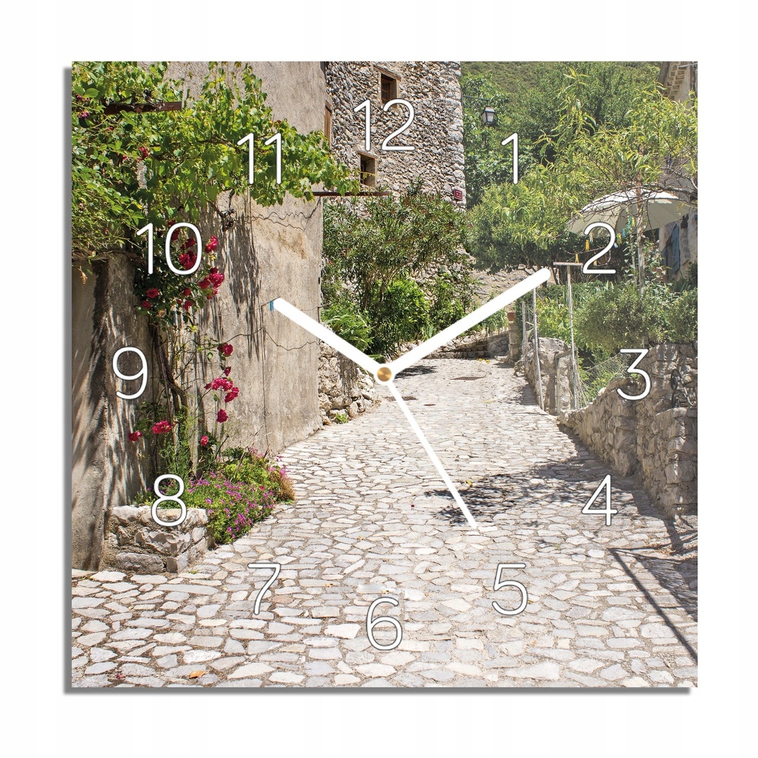 Popínavá ulička, moderní hodiny na skle 30x30