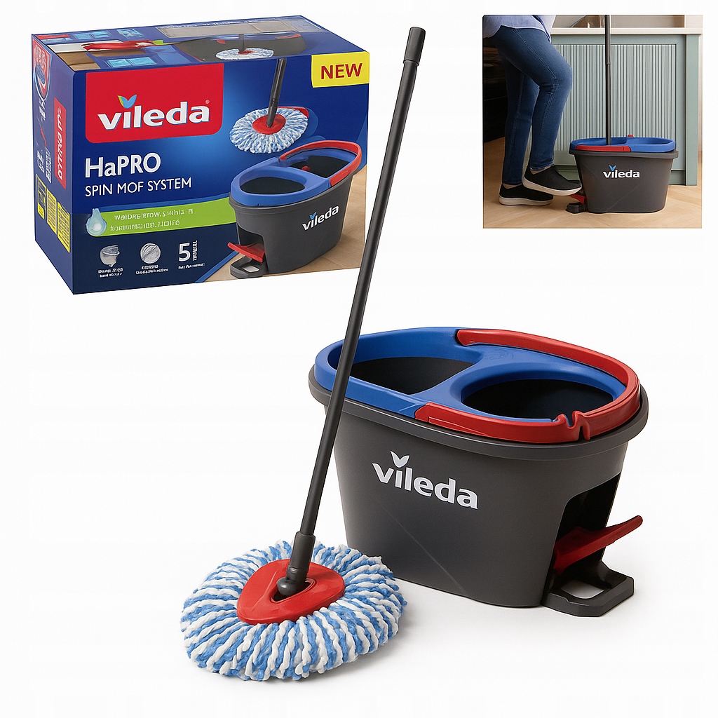 Mop Obrotowy Vileda H2PRO Dwukomorowy Zestaw Wiadro Czysta Brudna Woda