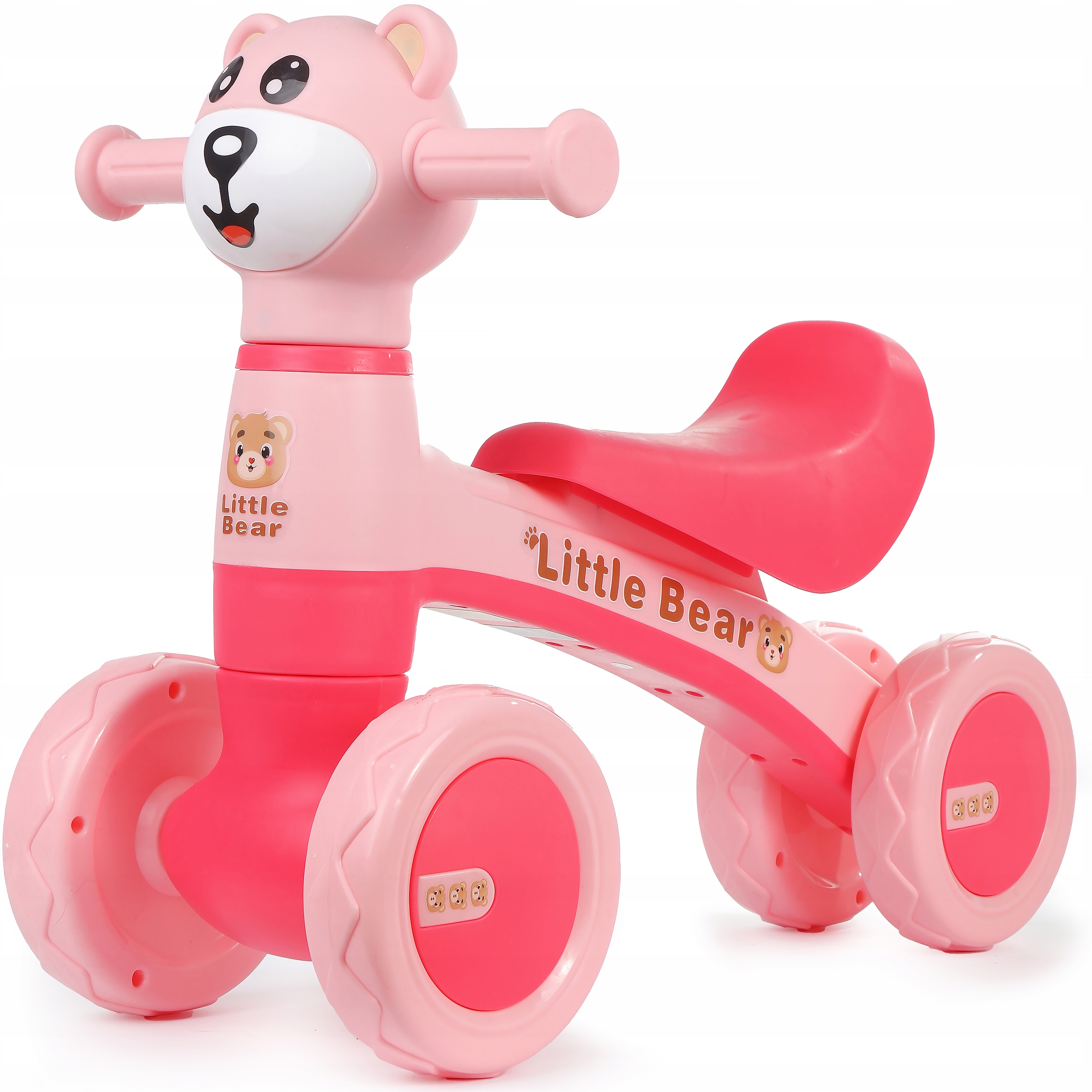 Jeździk dla dziewczynki odpychacz różowy miś 4 koła Led muzyka Tedi Webben