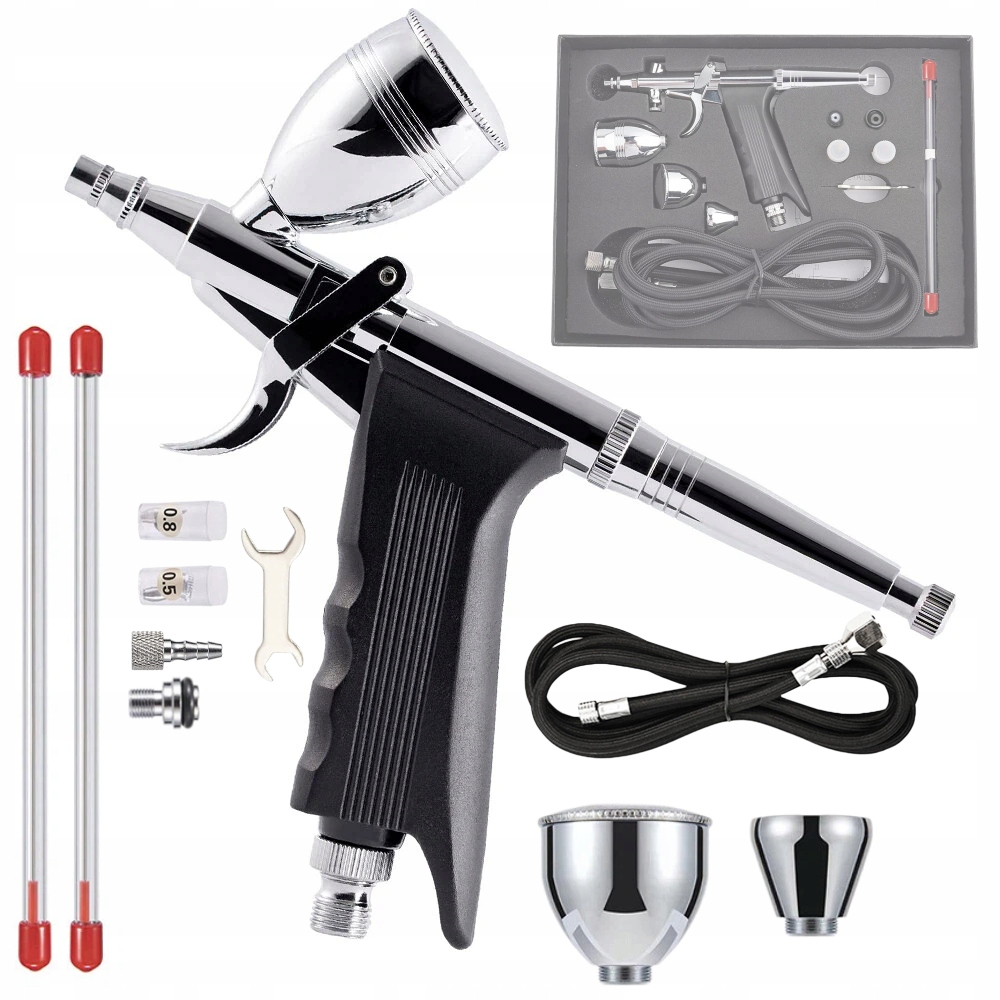 Modelářský aerograf Komplet Trysky 3x 0,3 0,5 0,8 mm Modelářský aerograf