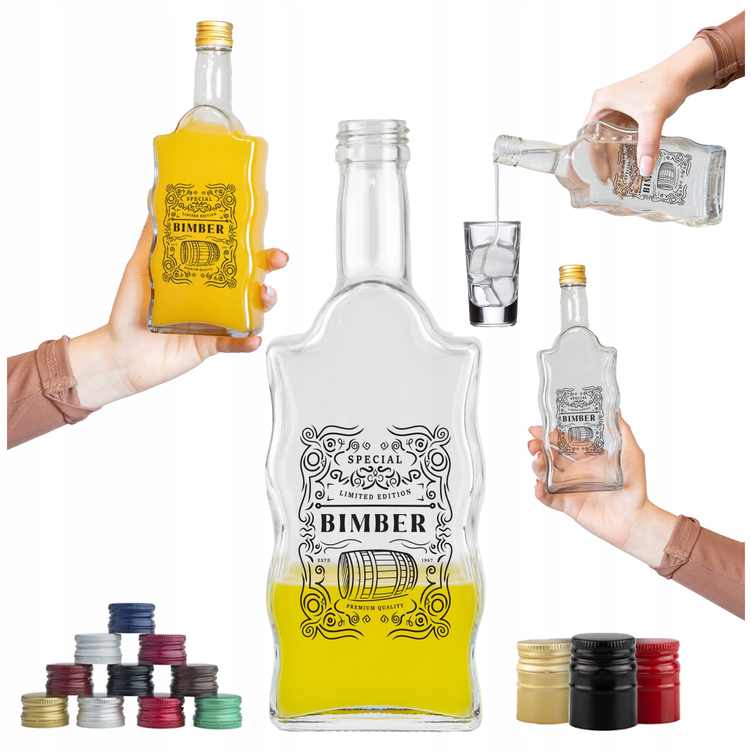 20X Skleněné Lahve Fala 500 ml S Potiskem Na Bimber Vodku