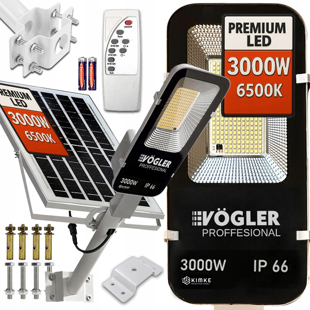 Solárna lampa 3000W pouličná Senzor Pohybu Súmraku Silný Držiak Montáž