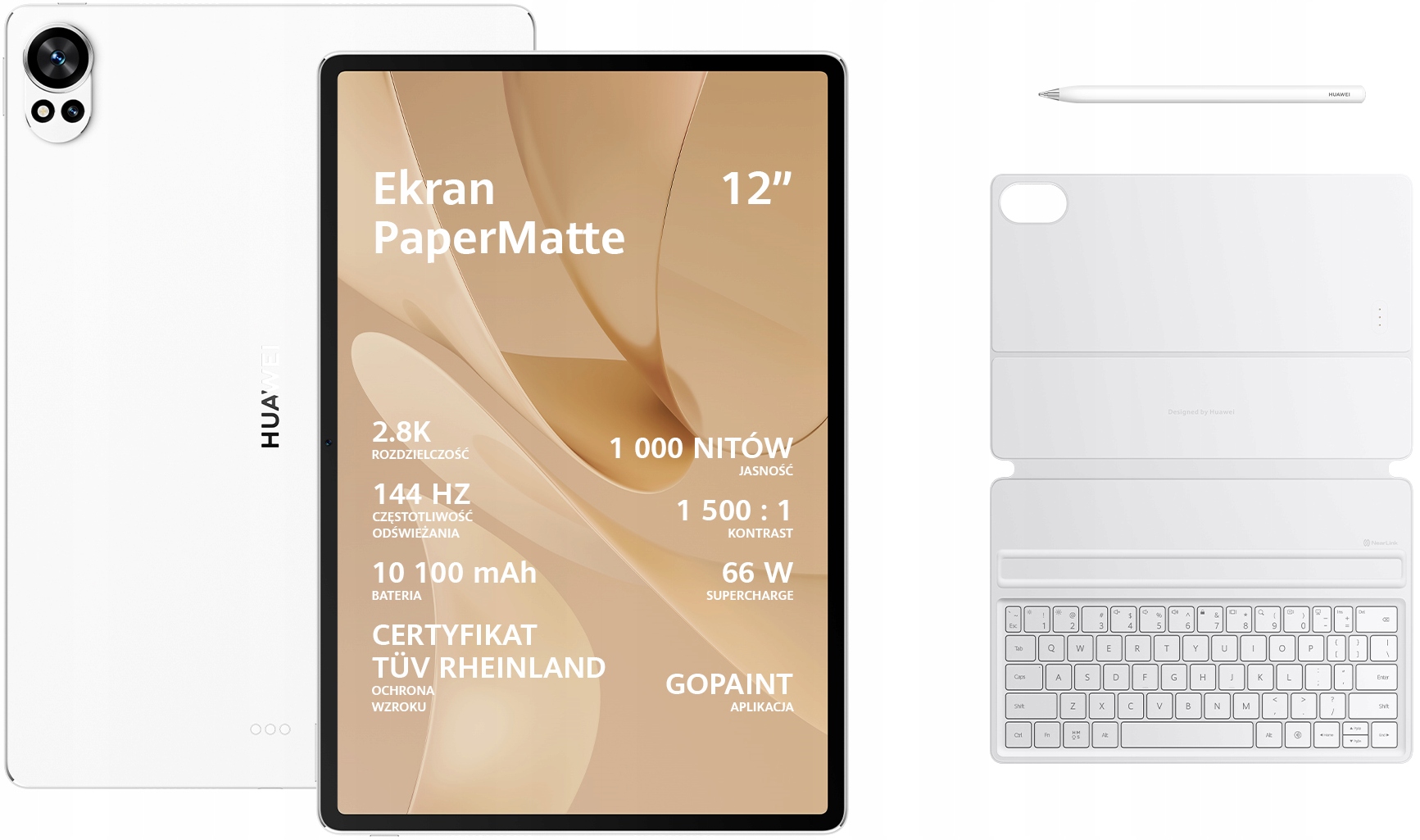 Huawei MatePad 12X 12/256GB PaperMatte WiFi biały klawiatura rysik