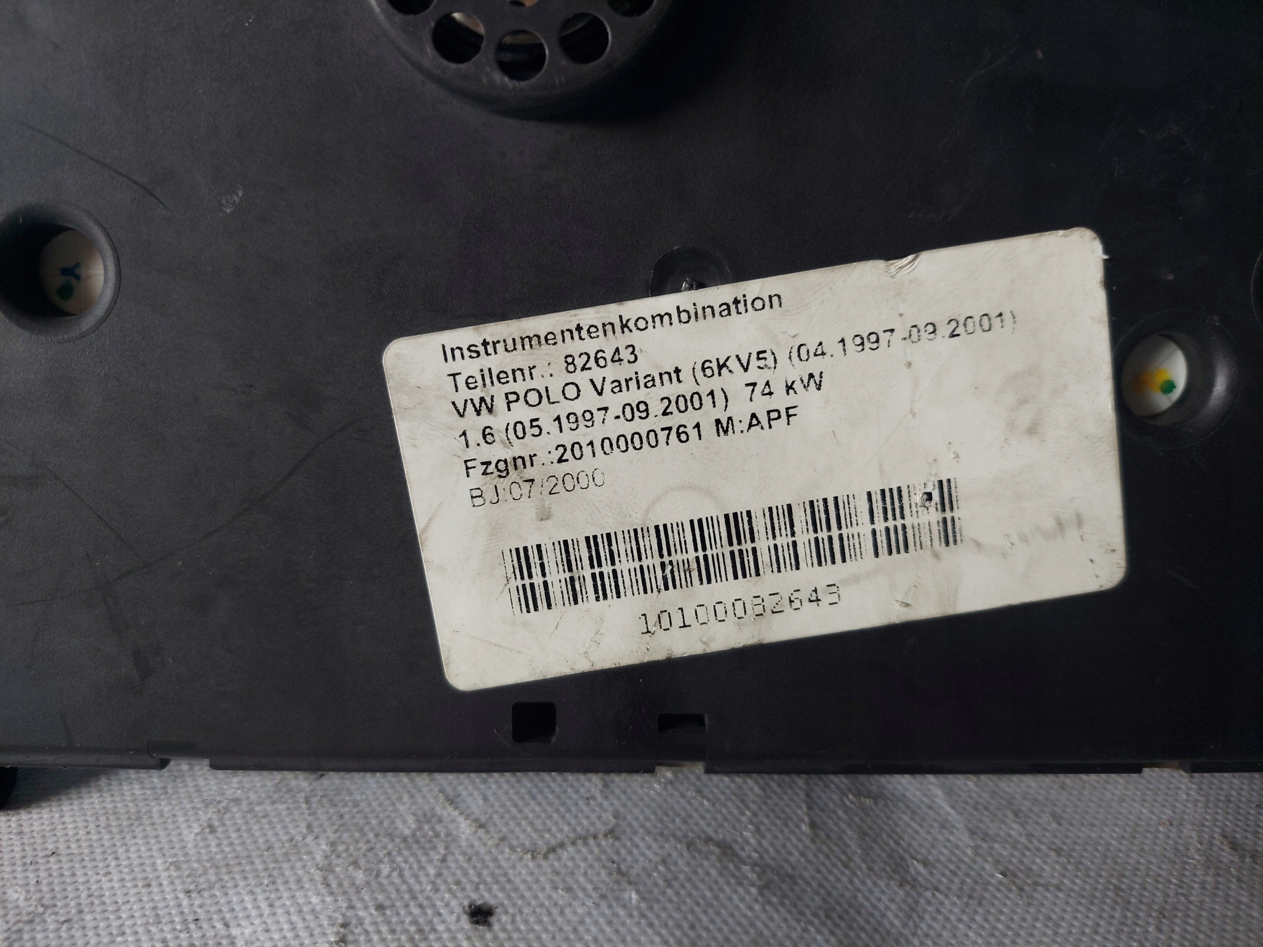 dials clock VW POLO 6K 1.6 B 6K9920806F
