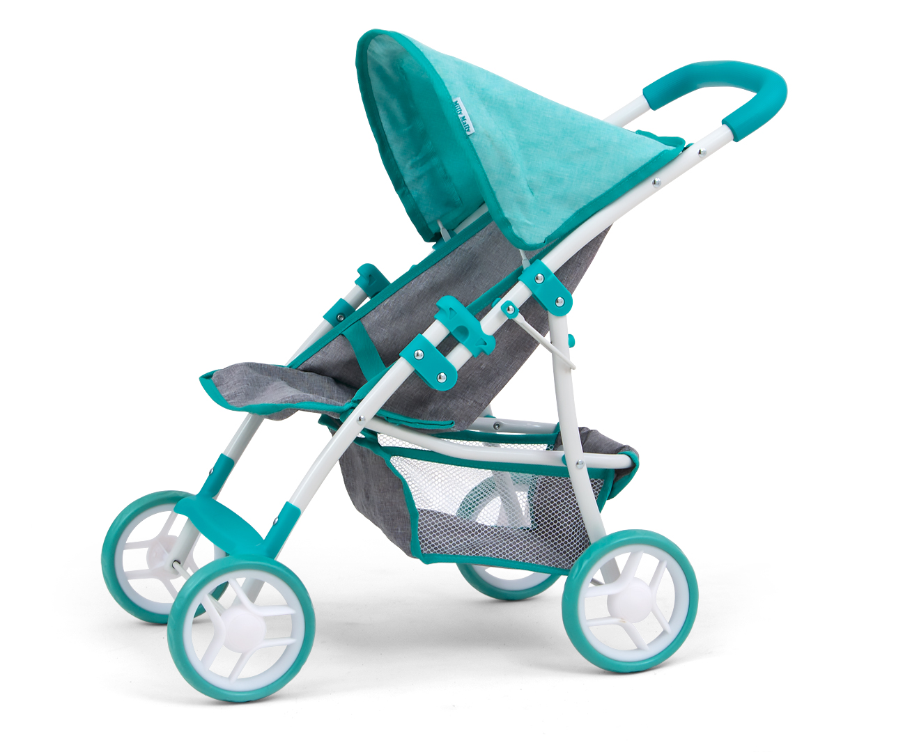 Wózek dla lalek spacerówka Kate Prestige Miętowy Milly Mally Materiał guma plastik tkanina