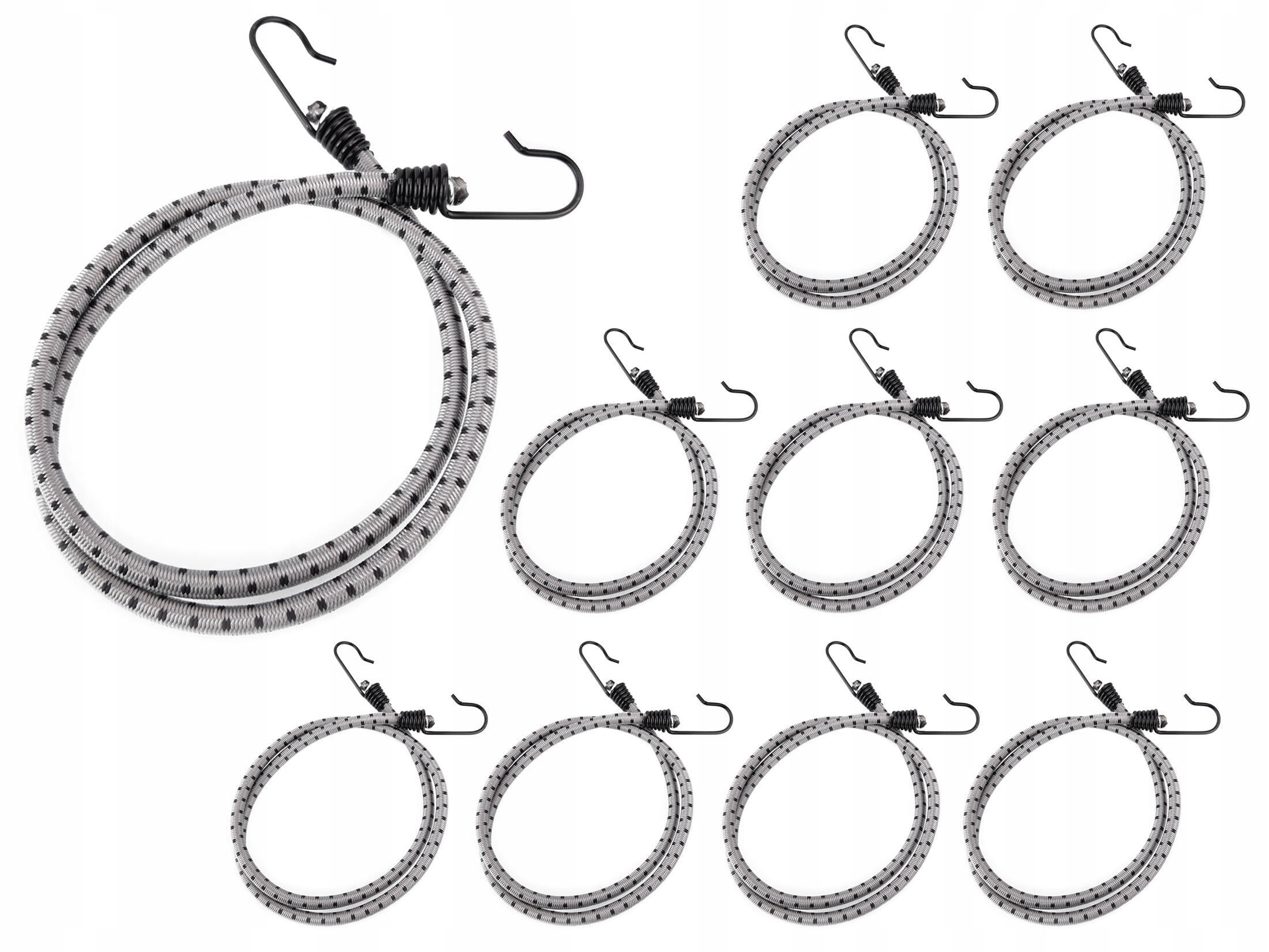 Sada upevňovacích gum s háčky pro expandér 8 mm pro zavazadla 10 ks 120 cm