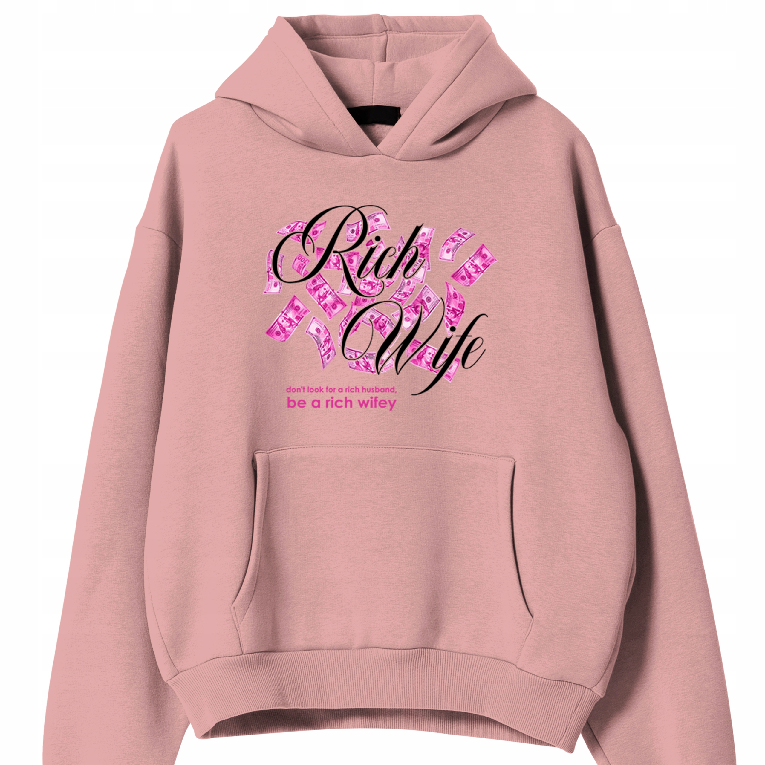 Mikina Růžová S Kapucí jako Dárek na jaro pro manželku Be A Rich Wife S