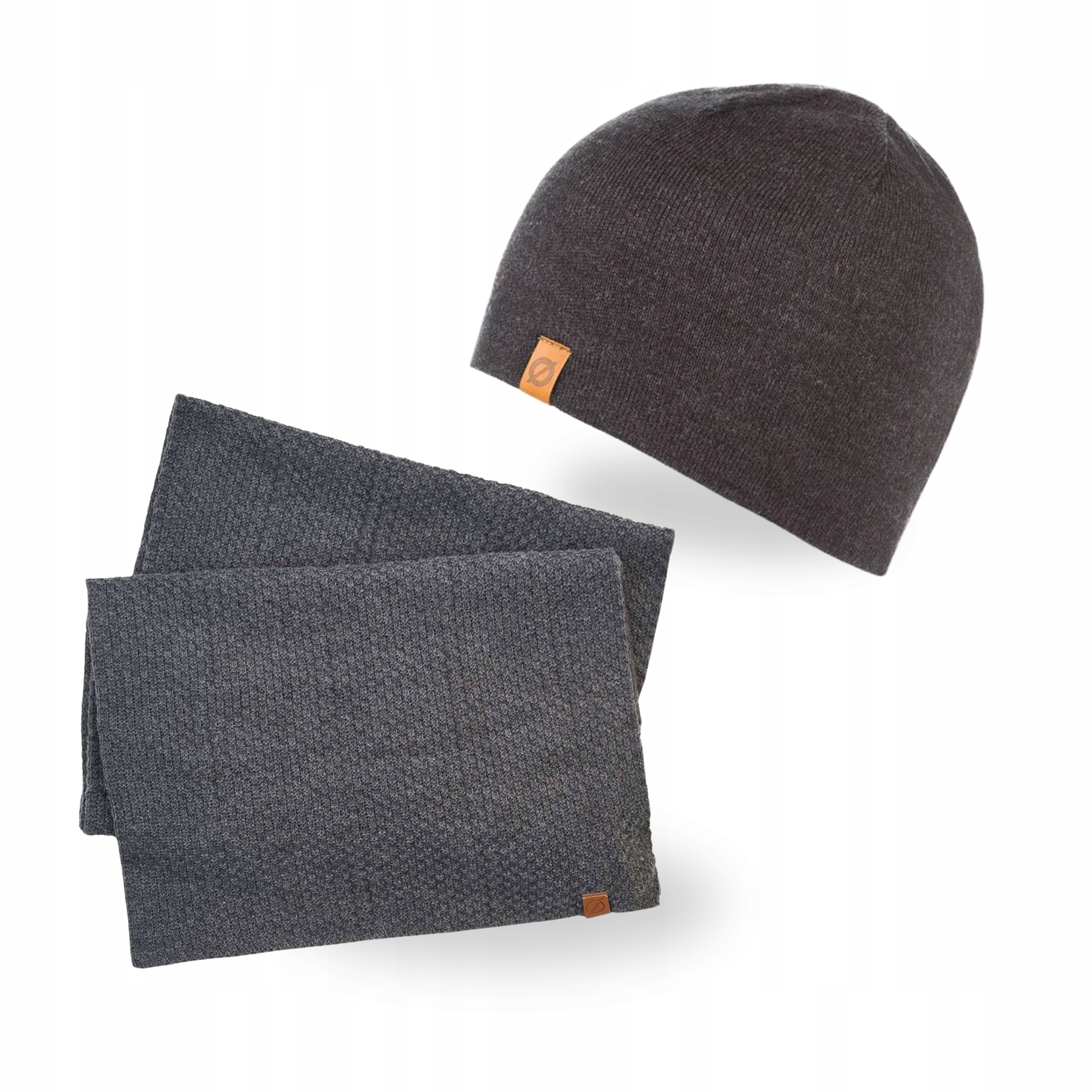 Pánský zimní set Čepice Beanie Dlouhý šátek Brodrene Tmavě šedá