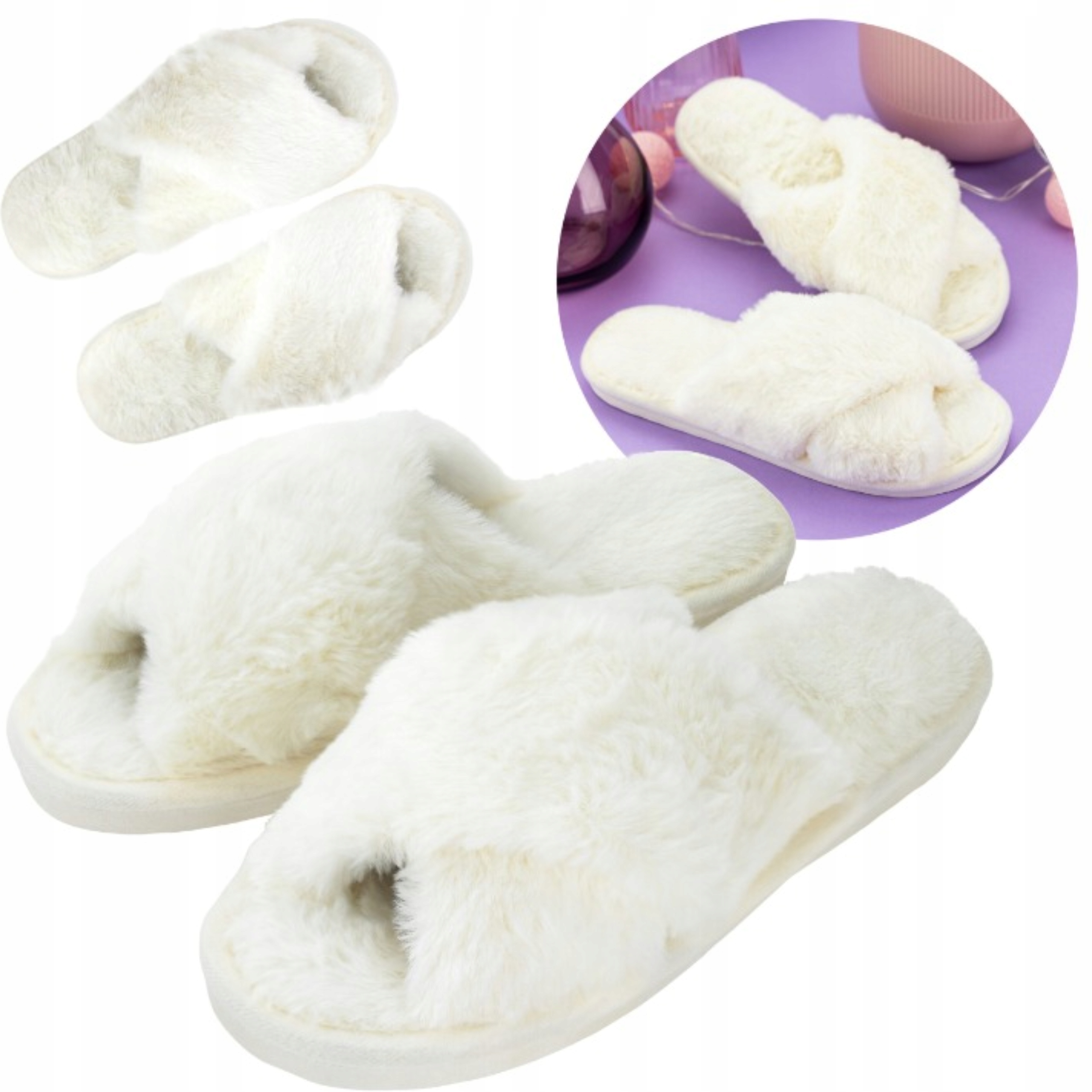 CIAPY KAPCIE DAMSKIE Z FUTERKIEM PANTOFLE DOMOWE LACZKI PAPCIE PREZENT Rozmiar 38-39