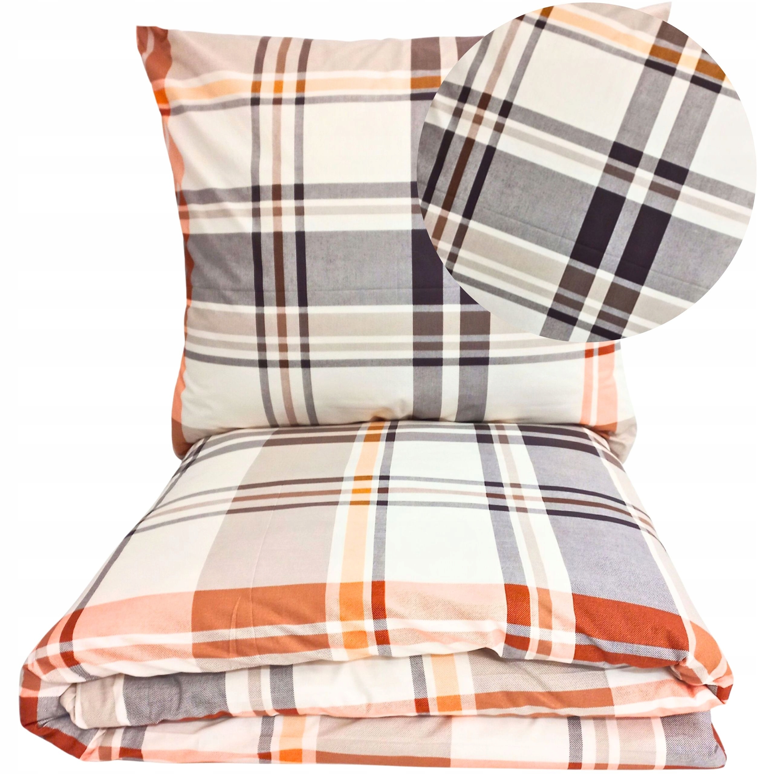 Komplet Pościeli 160x200 Kratka Polski Producent Mocna Gruba 100% Bawełna