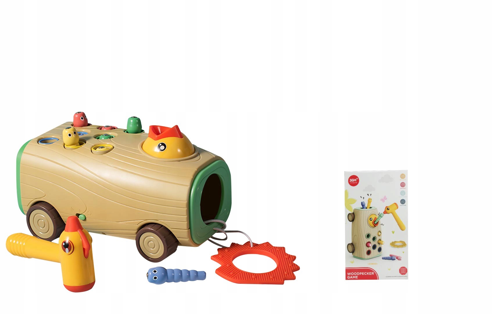 GRA MAGNETYCZNA NAKARM PTASZKA MONTESSORI LED GŁODNY DZIĘCIOŁ ZŁAP ROBACZKA Materiał drewno