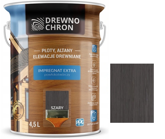Drewnochron Impregnat Extra Do Drewna Szary 4.5L