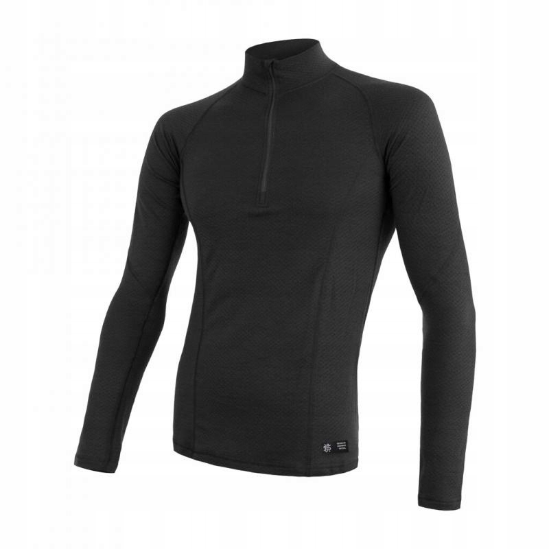 Sensor Triko Merino Df Zip pánské dlouhý černá 2XL