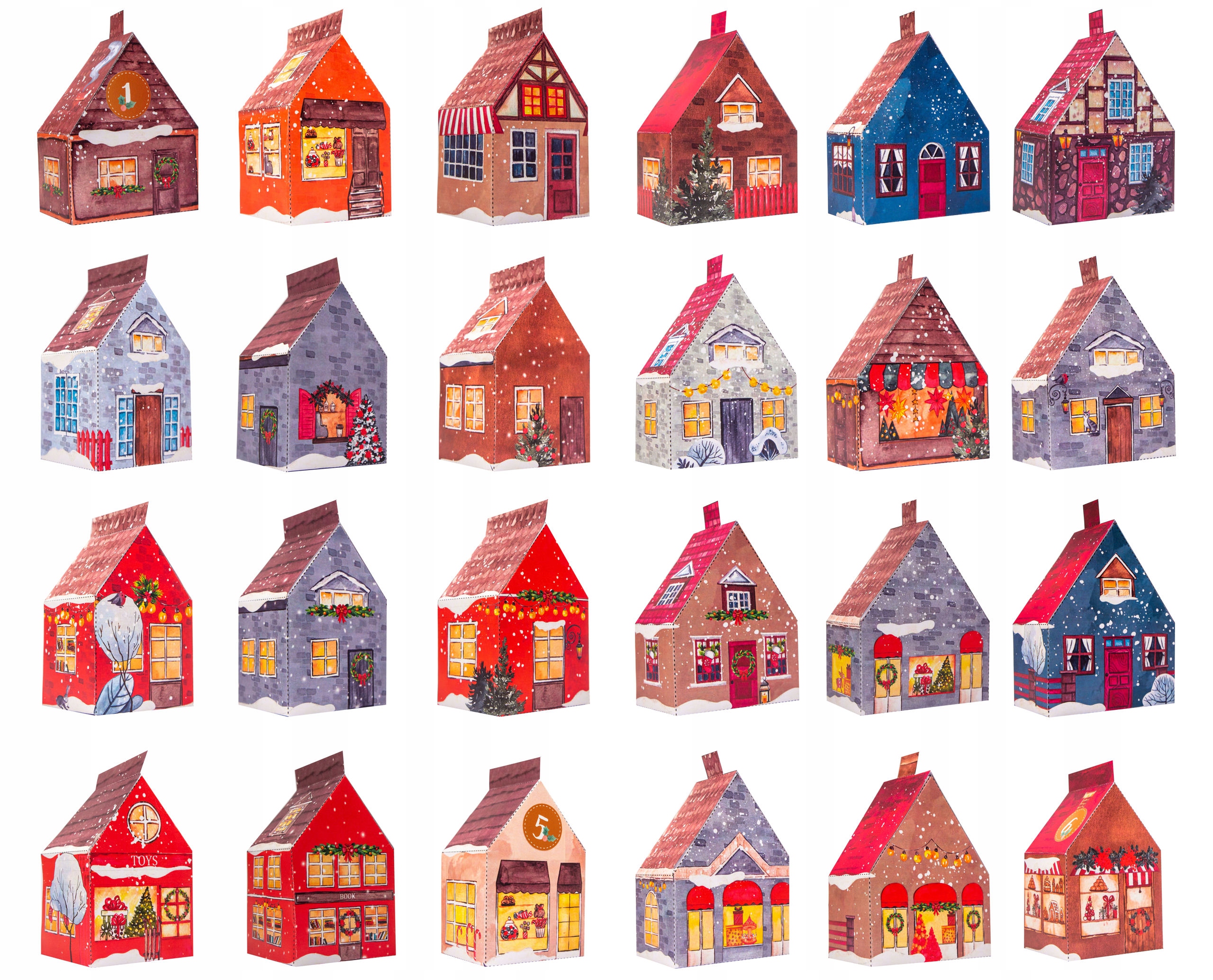 KALENDARZ ADWENTOWY Wioska Świąteczna Domki Dzieci