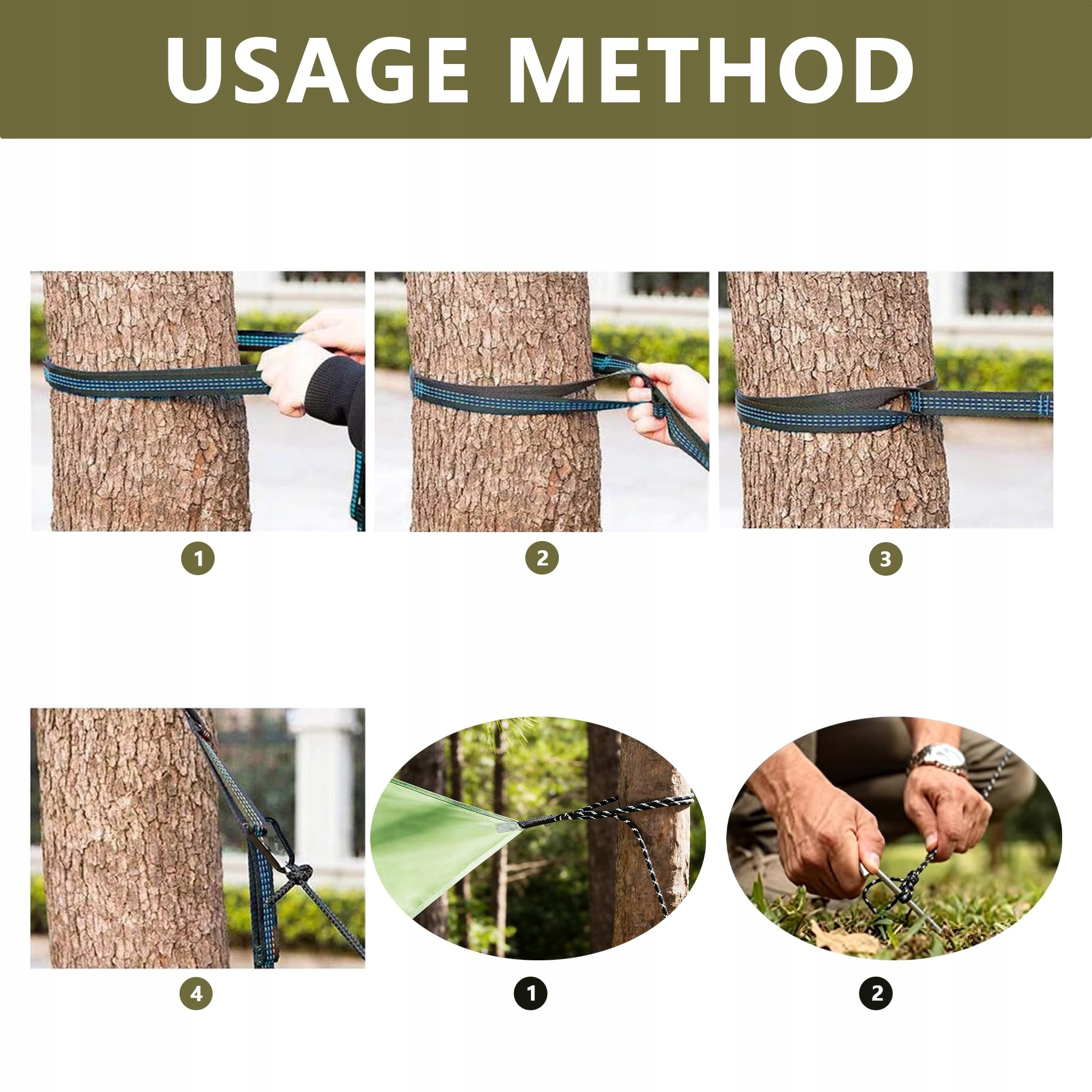 OUTDOOR Hamak z Moskitierą i Zadaszeniem Szybkoschnący Nylon na Kemping — miniatura 8