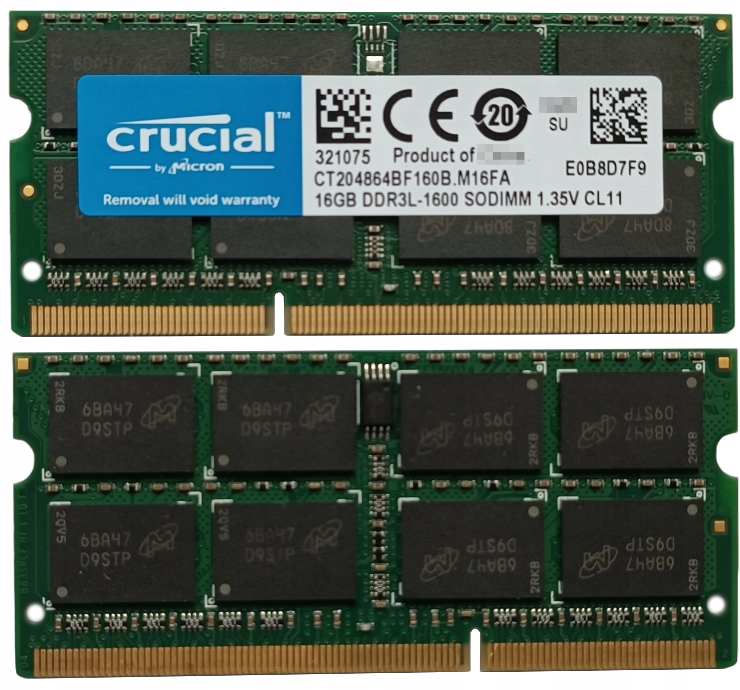 (n) 16GB 1*16GB Crucial -Micron DDR3 1600MHz CT204864BF160B