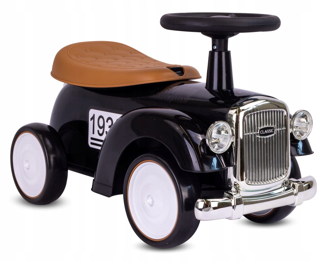 Jeździk na roczek dla dzieci chodzik pchacz Retro wyścigowy czarny