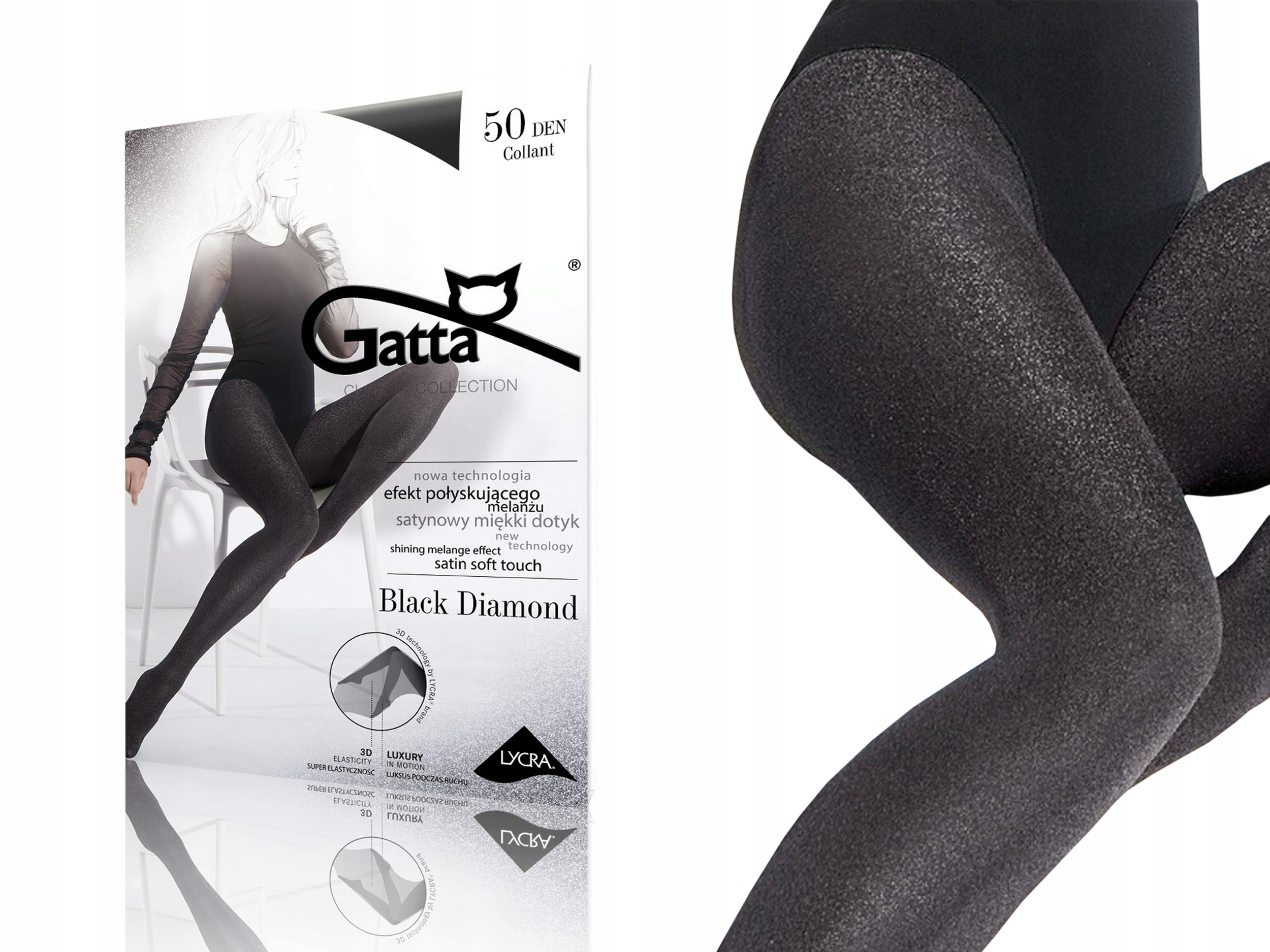 

Black Diamond Gatta 50den Rajstopy, S, nero-silver