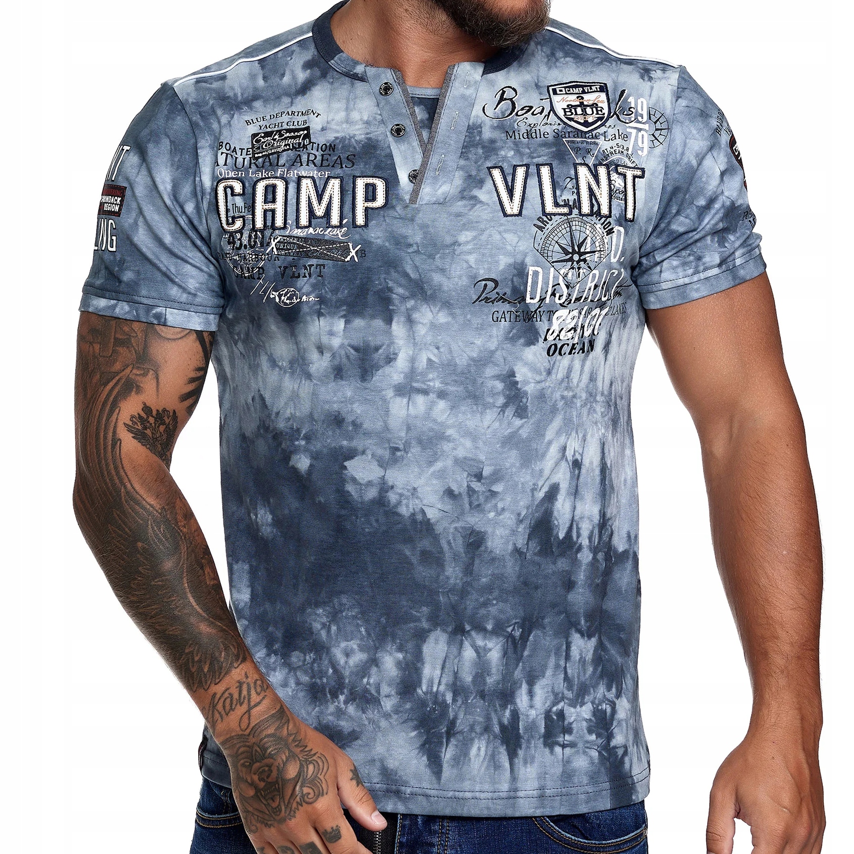 

T shirt Męski Koszulka Wyszywana Mazana Nadruk