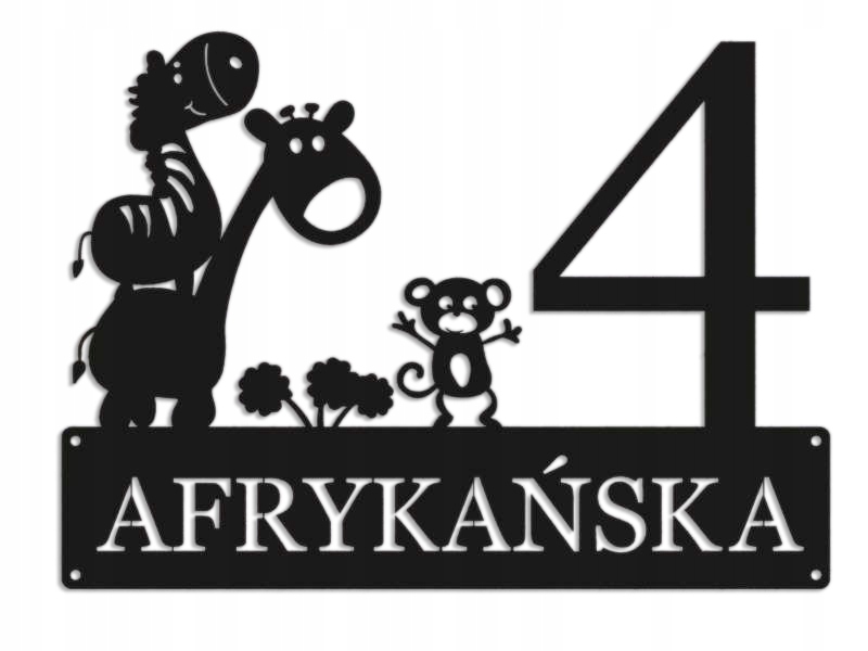 Číslo Na Dom 60 cm Tabuľa Adresa Oceľ 2 mm Africká Ul.