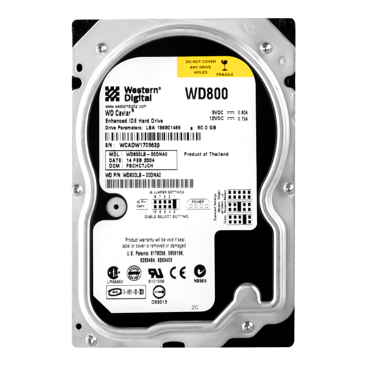 Wd Caviar 80GB 7.2K 2MB Ata 3.5'' WD800LB-00DNA0