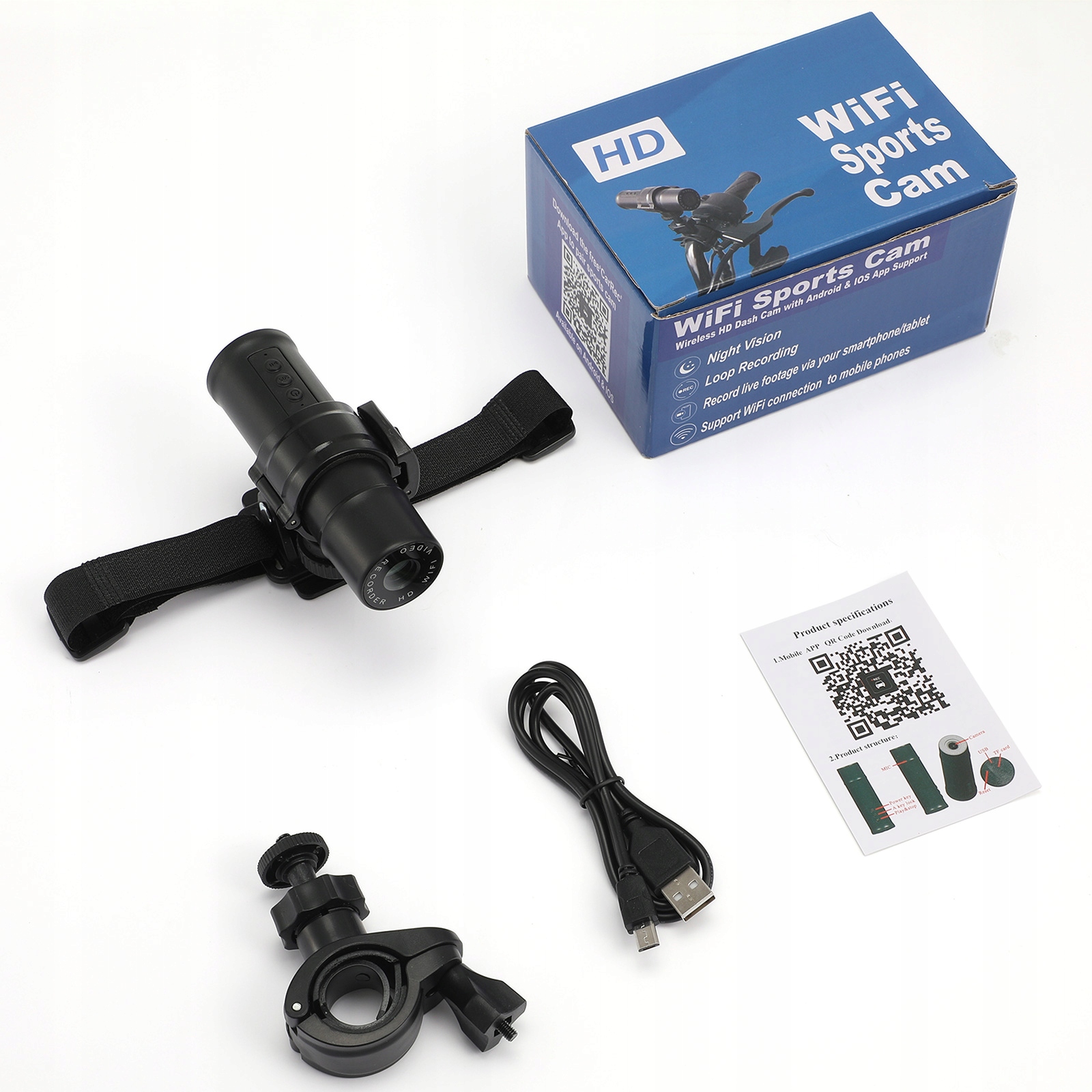 KAMERA SPORTOWA NA ZEWNĄTRZ KASK ROWEROWY REJESTRATOR ROWEROWY Rodzaj inny