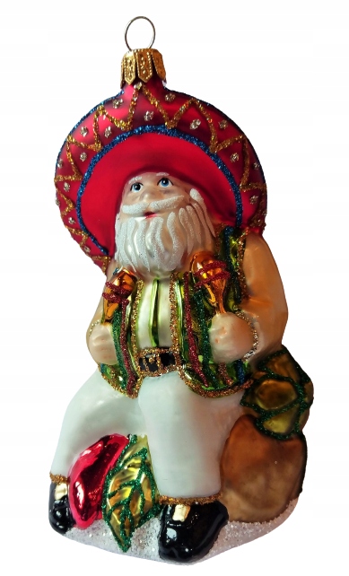 

Bombki Choinkowe Szklane Mikołaj mexico 14cm