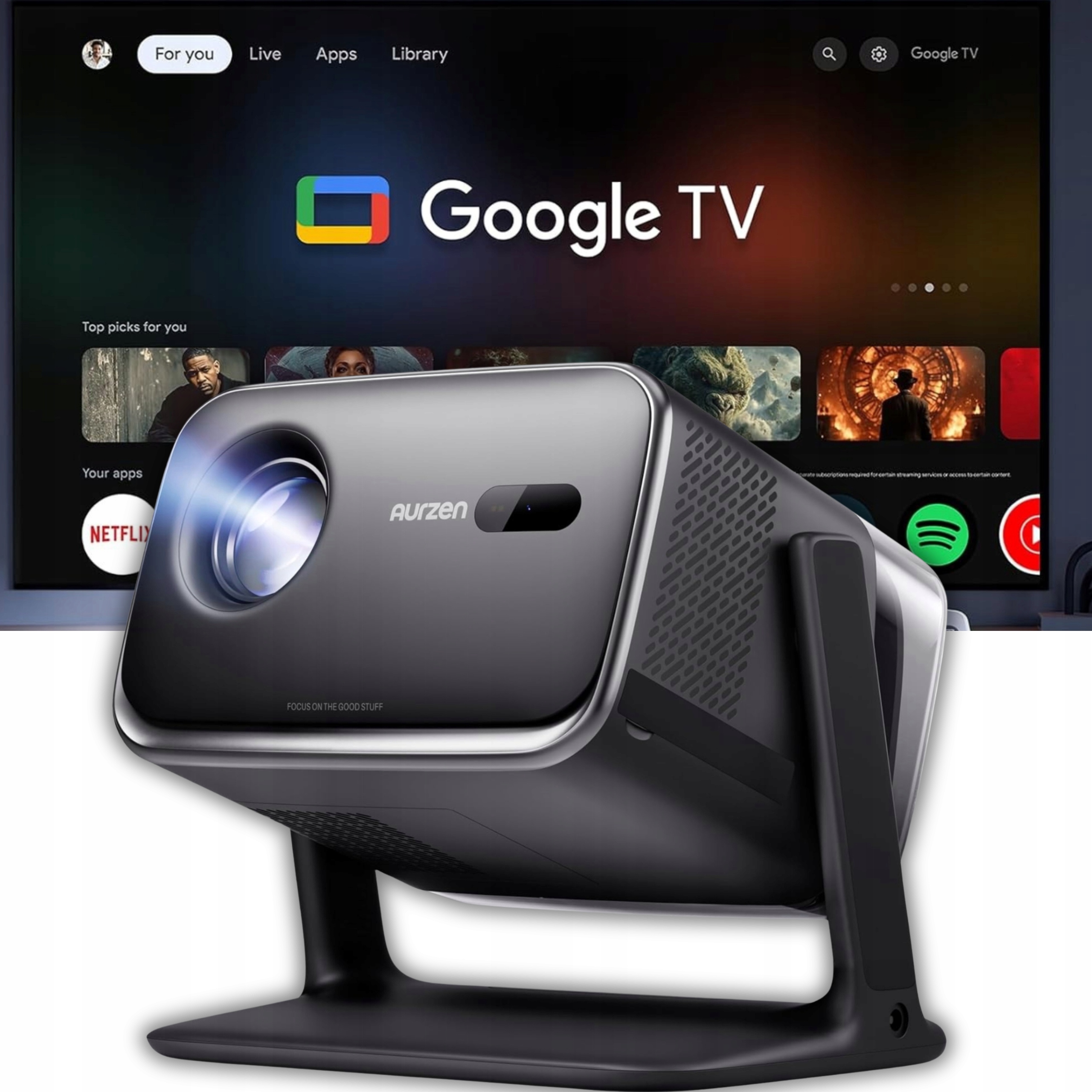 Przenośny Projektor Filmowy Aurzen Boom Mini Bluetooth 4K Kino Domowe Smart