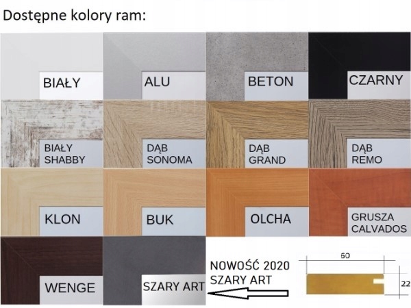 Lustro w ramie klejonej PREMIUM 100x70 DĄB REMO Kształt prostokąt