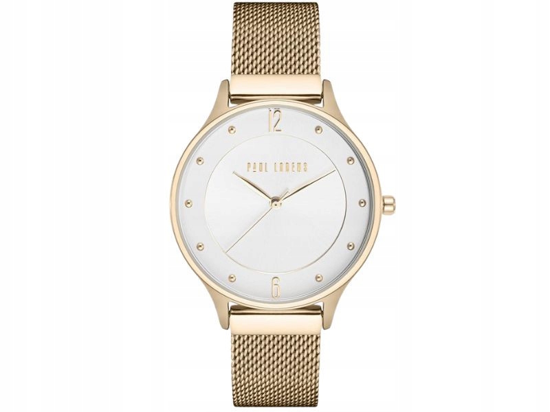 Dámské hodinky s velkým bílým ciferníkem na náramku typu mesh, klasický vzor