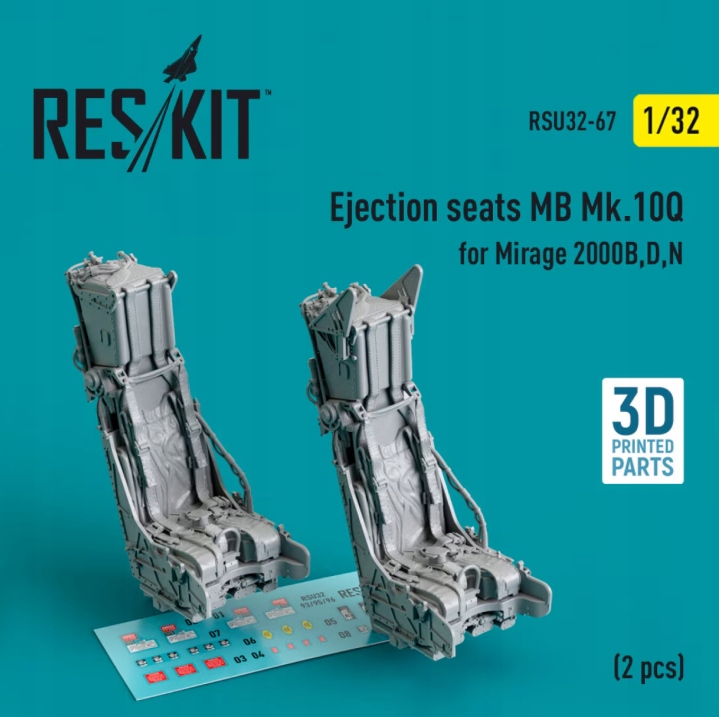 Vystřelovací sedadla Mb Mk.10Q pro Mirage 2000B, D, N (2 ks) (3D tisk)