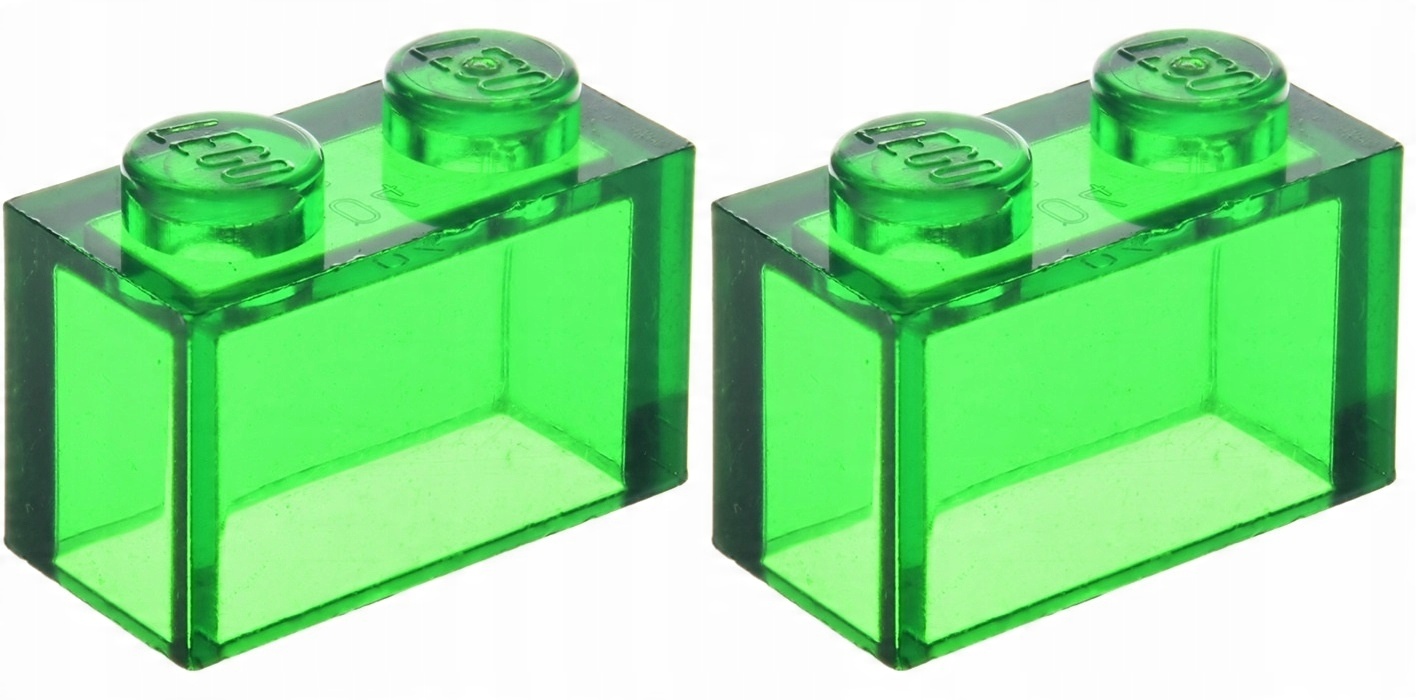 

Lego Klocek 1x2 Trans. Green 3065/6244908 2szt
