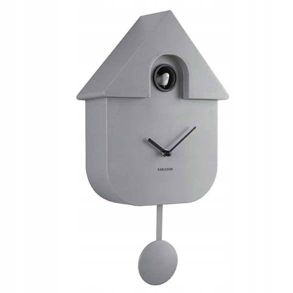 Nástěnné hodiny šedé s kukačkou do obývacího pokoje a kuchyně Modern Cuckoo