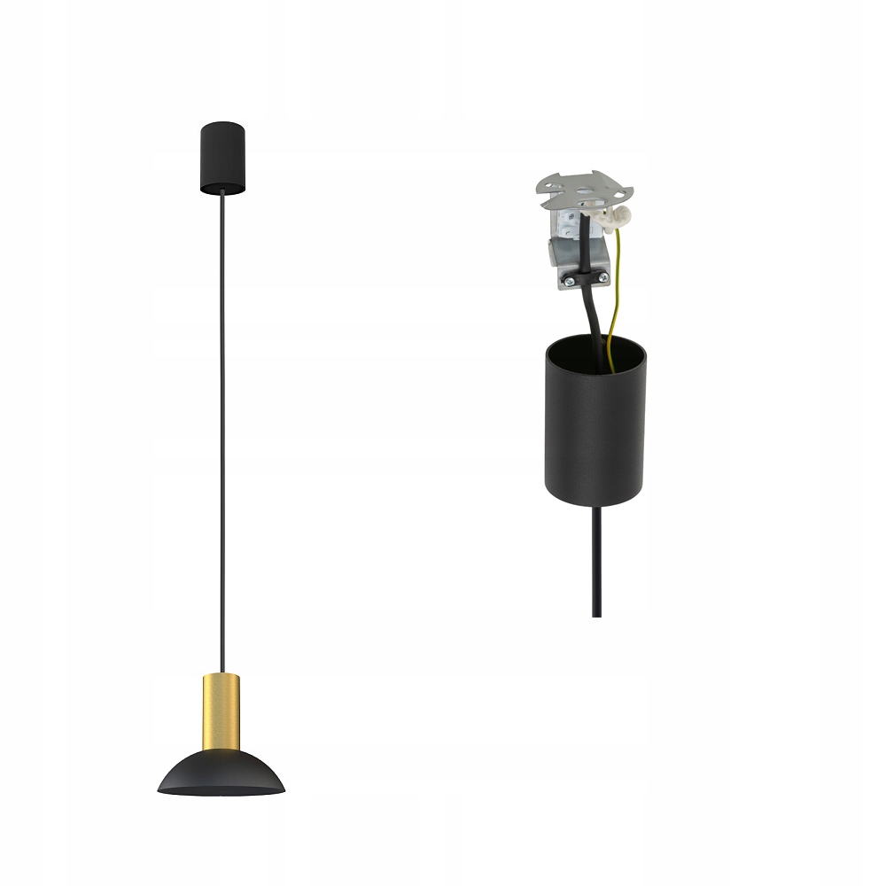 Závěsná lampa Hermanos C s černým stínítkem a mosazným prvkem Nowodvorski