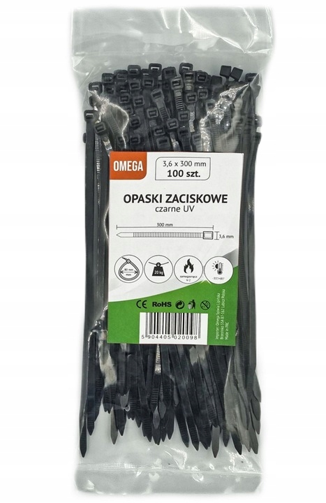 OPASKI ZACISKOWE TRYTKI CZARNE 100 SZT 3,6x300