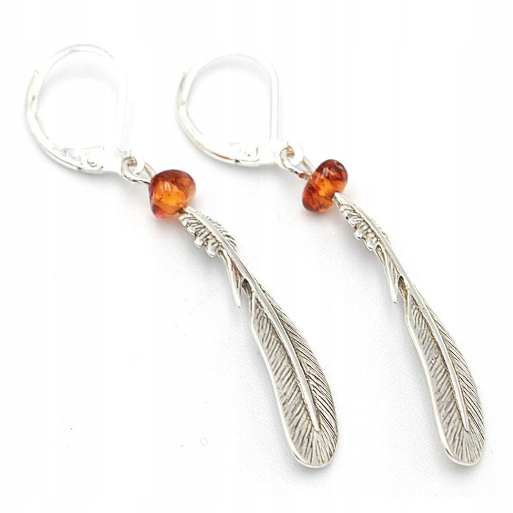 Stříbrné Náušnice S Přírodním Jantarem