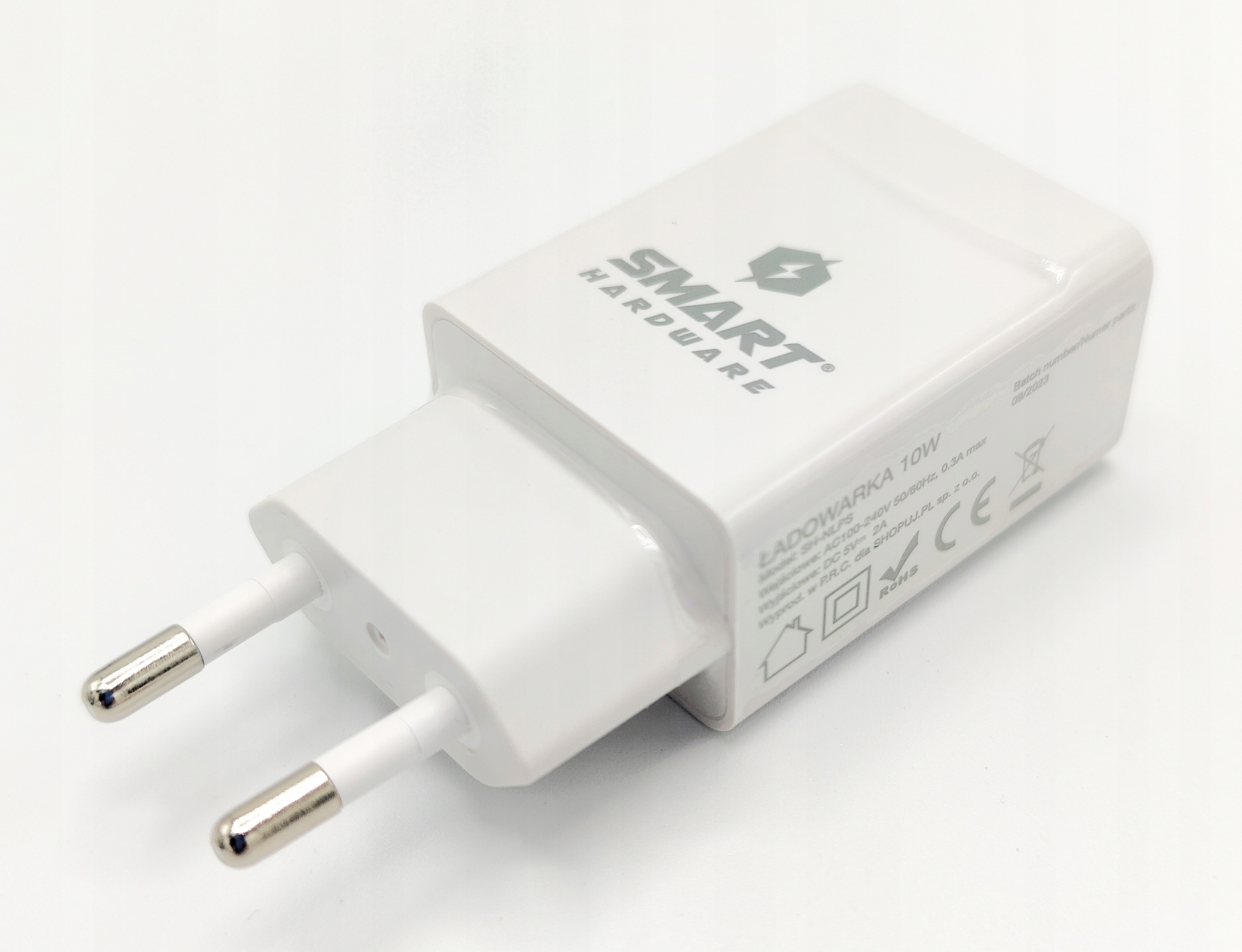ŁADOWARKA SIECIOWA USB ZASILACZ SMART HARDWARE SZYBKA 10W 5V/2A UNIWERSALNA Kolor biały
