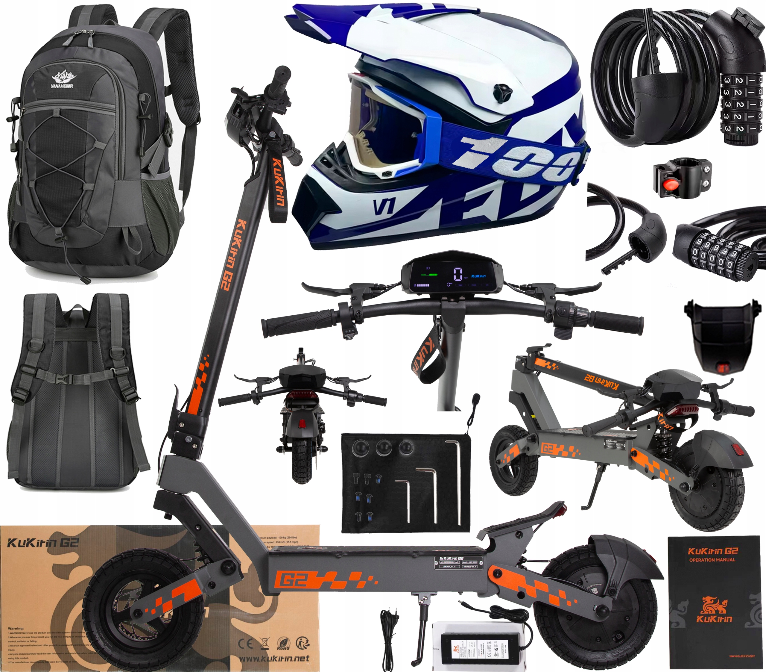 KuKirin G2 Składany 800W 48V 15Ah 45KM/H 55KM 10" Terenowy +Prezent Pl