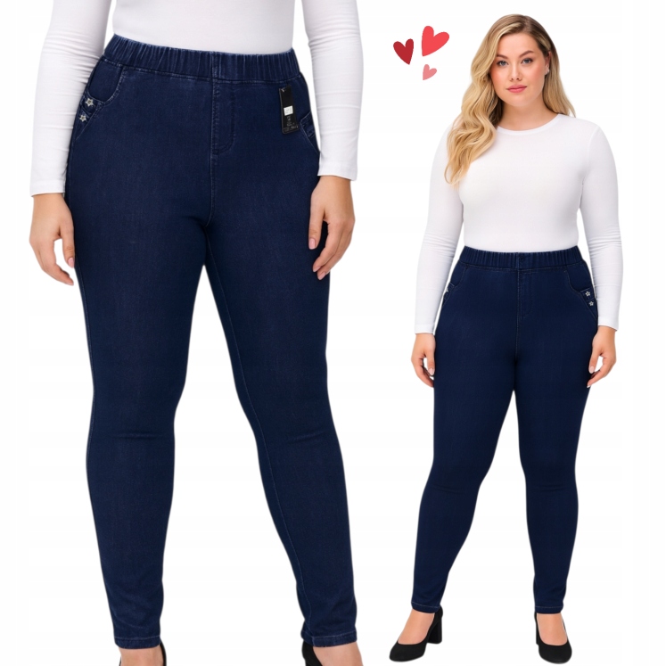 Treginsy Damskie Plus Size spodnie gumy bawełna jeans gwiazdy 50 52 5XL 6XL