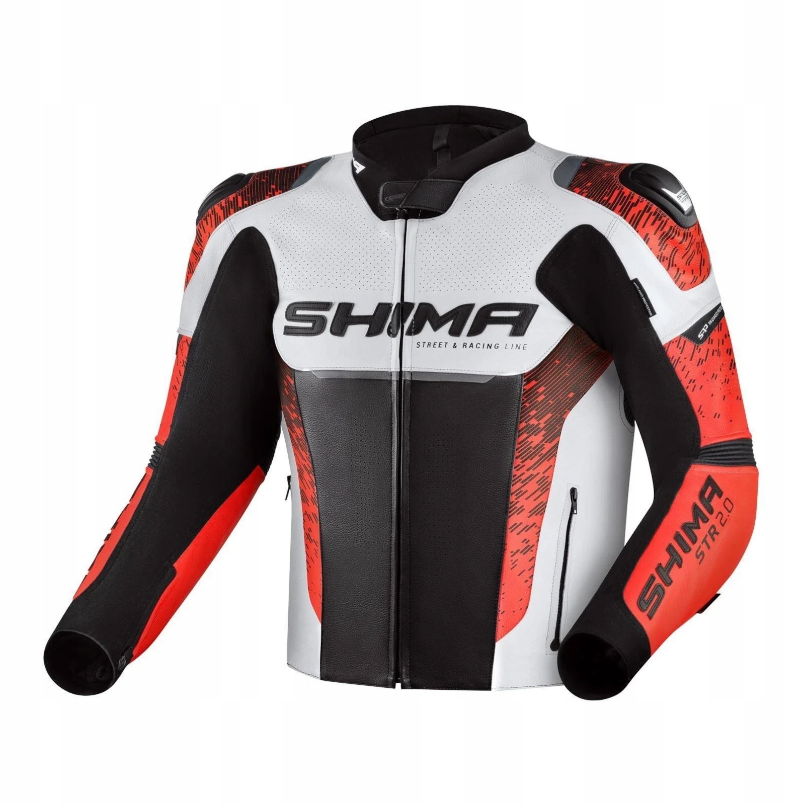 Motocyklová kožená bunda Shima Str 2.0 Jkt Red Fluo 50