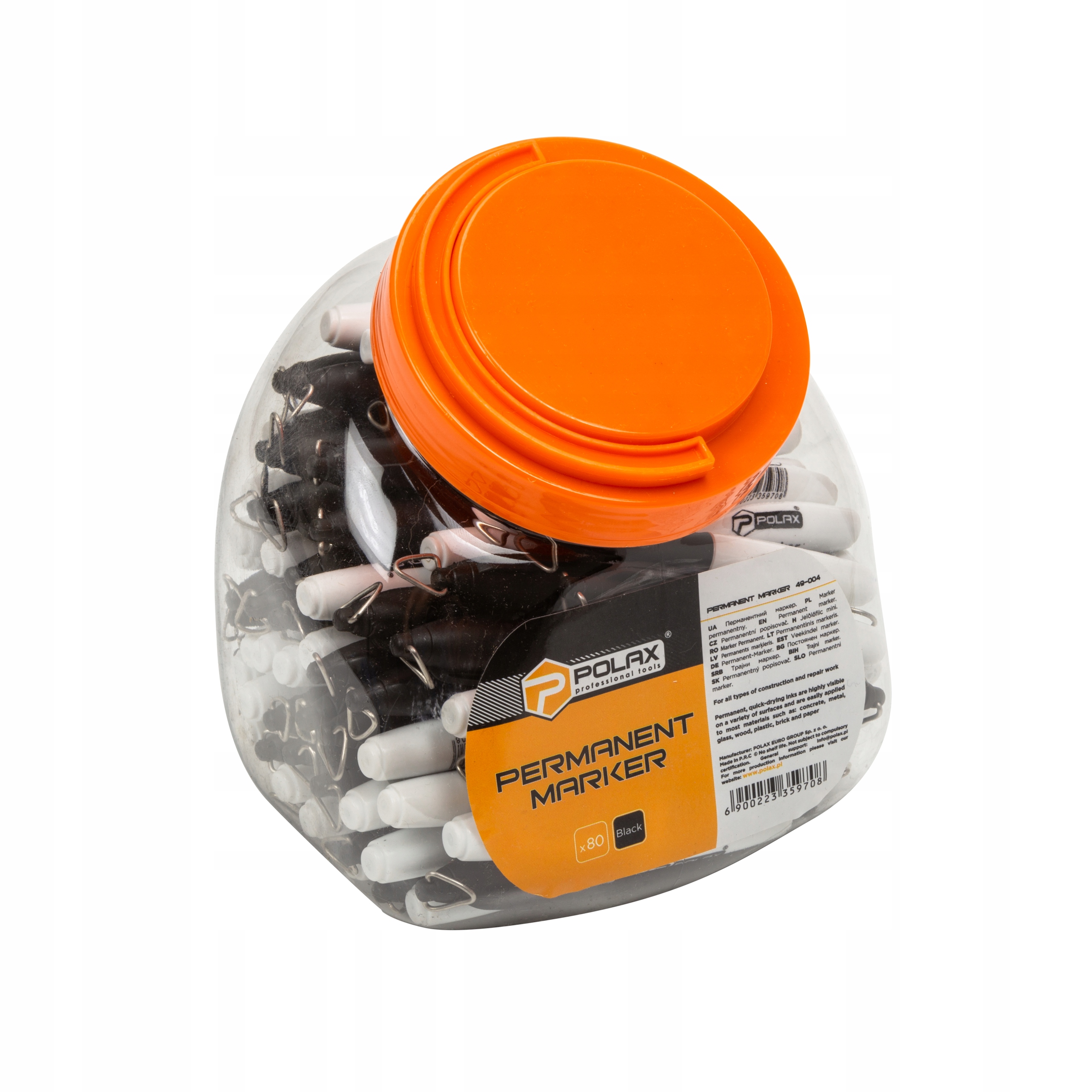 Marker mini budowlany permanentny czarny 80szt Polax